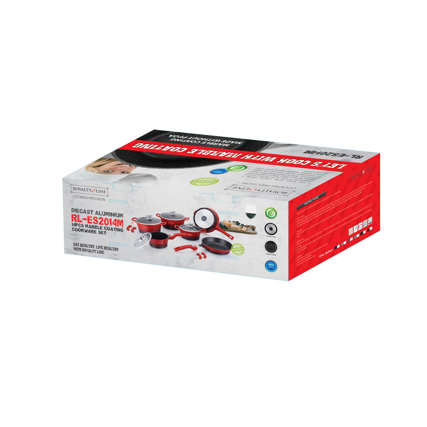 17-teiliges Kochgeschirr-Set aus Aluminiumdruckguss mit Marmor-Antihaftbeschichtung & abnehmbaren Griffen