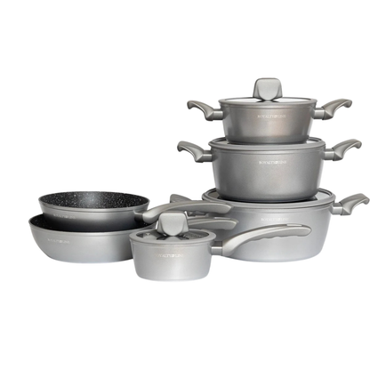 10-teiliges Kochgeschirr-Set aus Aluminiumdruckguss mit Marmor-Antihaftbeschichtung & Cool-Touch Griffen