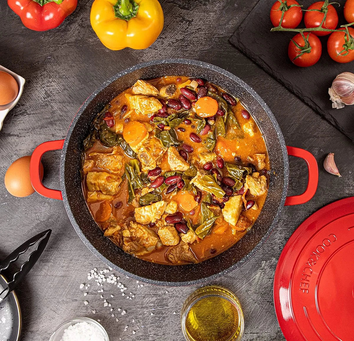 14-teiliges Kochgeschirrset aus Aluminiumdruckguss mit Marmor-Antihaftbeschichtung