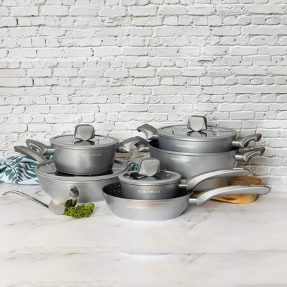 10-teiliges Kochgeschirr-Set aus Aluminiumdruckguss mit Marmor-Antihaftbeschichtung & Cool-Touch Griffen