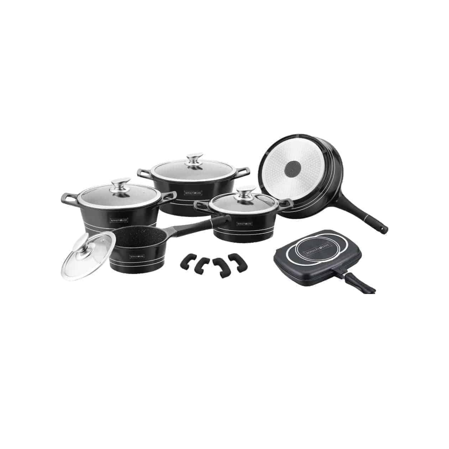 17-teiliges Kochgeschirr-Set mit Marmor-Antihaftbeschichtung & abnehmbaren Griffen