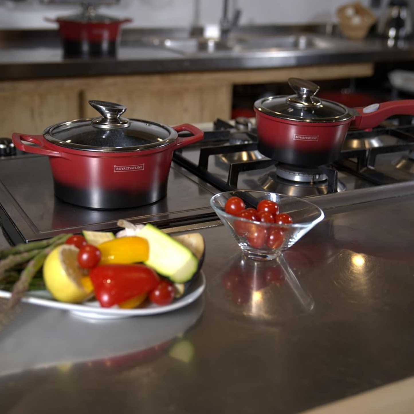 17-teiliges Kochgeschirr-Set aus Aluminiumdruckguss mit Marmor-Antihaftbeschichtung & abnehmbaren Griffen