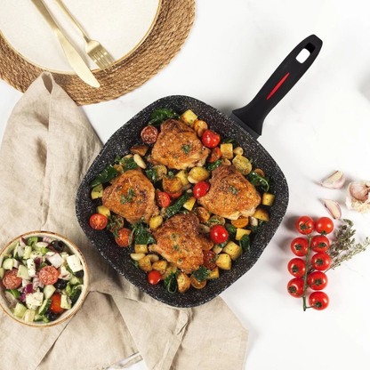 Grillpfanne aus geschmiedetem Aluminium mit Marmor-Antihaftbeschichtung