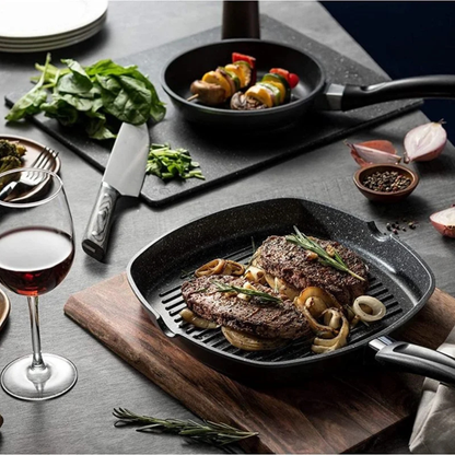 Grillpfanne aus geschmiedetem Aluminium mit Marmor-Antihaftbeschichtung