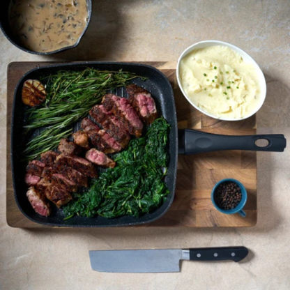 Grillpfanne aus geschmiedetem Aluminium mit Marmor-Antihaftbeschichtung