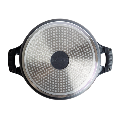 Topf aus Aluminiumguss mit Glasdeckel und Marmor-Antihaftbeschichtung