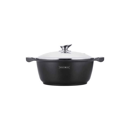 Topf aus Aluminiumguss mit Glasdeckel und Marmor-Antihaftbeschichtung