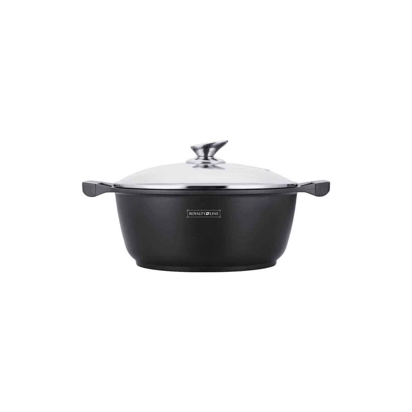 Topf aus Aluminiumguss mit Glasdeckel und Marmor-Antihaftbeschichtung