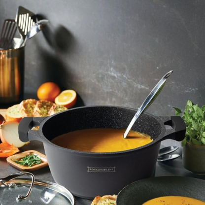 Topf aus Aluminiumguss mit Glasdeckel und Marmor-Antihaftbeschichtung