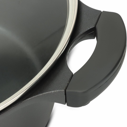 Topf aus Aluminiumguss mit Glasdeckel und Marmor-Antihaftbeschichtung