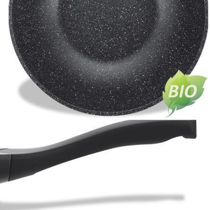 Tiefbräter / Wok aus Druckguss mit Greblon-Marmor-Antihaftbeschichtung
