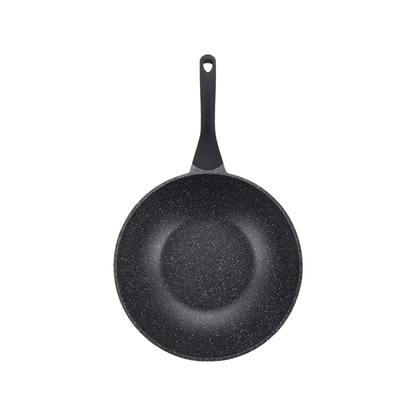 Tiefbräter / Wok aus Druckguss mit Greblon-Marmor-Antihaftbeschichtung