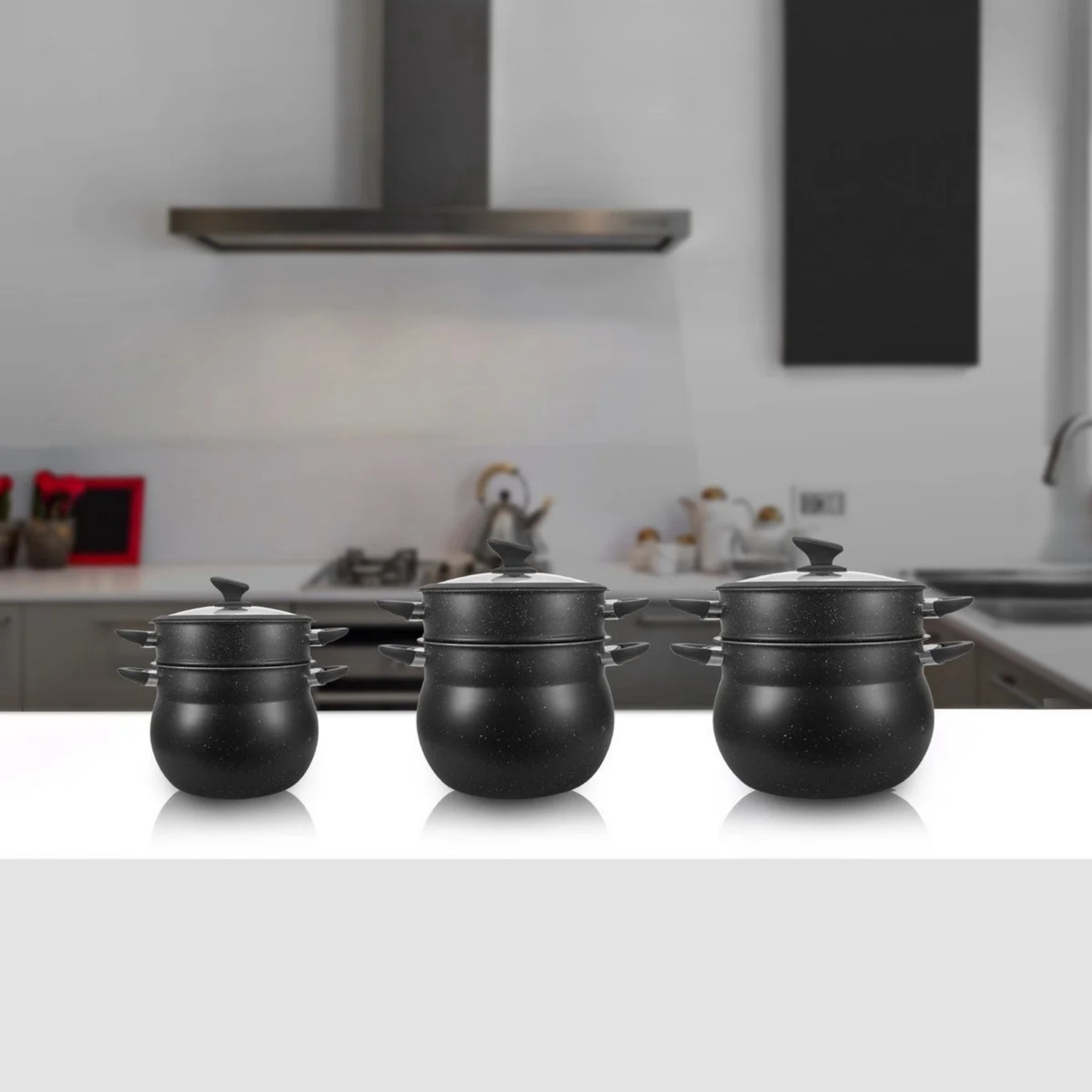 Couscous-Topf mit Marmorbeschichtung zweistöckig