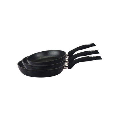 3-teiliges Bratpfannen-Set aus geschmiedetem Aluminium mit Marmor-Antihaftbeschichtung