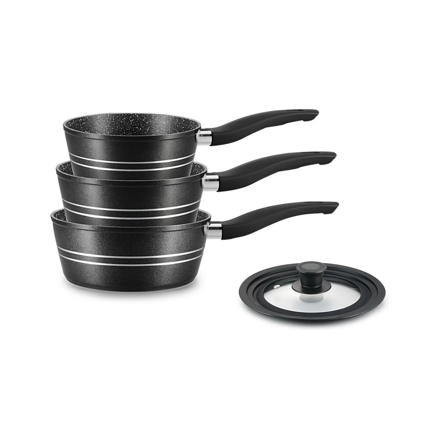 4-teiliges Saucenpfannen-Set mit Marmor-Antihaftbeschichtung