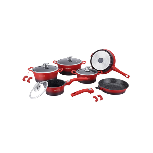 14-teiliges Kochgeschirrset aus Aluminiumdruckguss mit Marmor-Antihaftbeschichtung