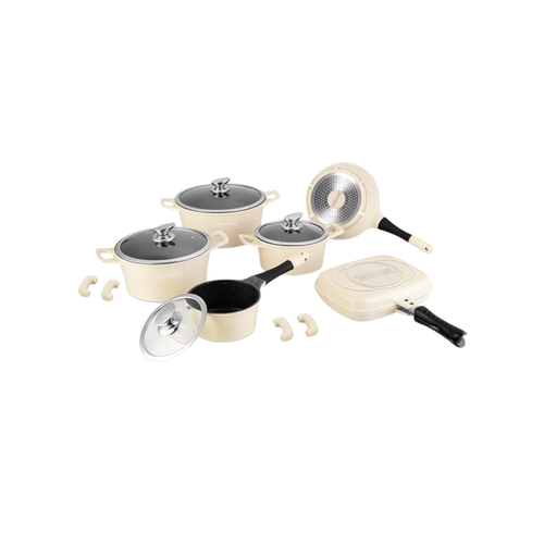 17-teiliges Kochgeschirr-Set mit Marmor-Antihaftbeschichtung & abnehmbaren Griffen
